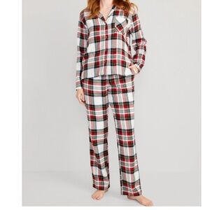 Plus Size Flannel Pajama Set- Red Tartan